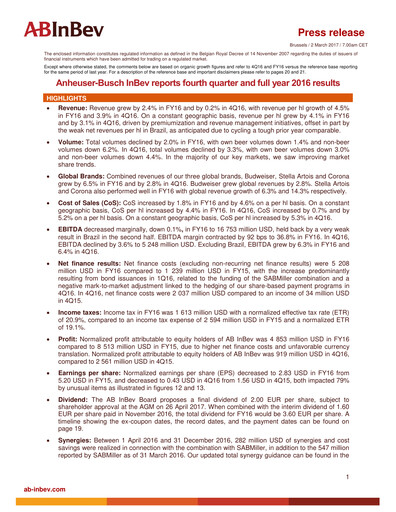 Vorschaubild Anheuser-Busch Inbev Quartalsbericht 2016-q4
