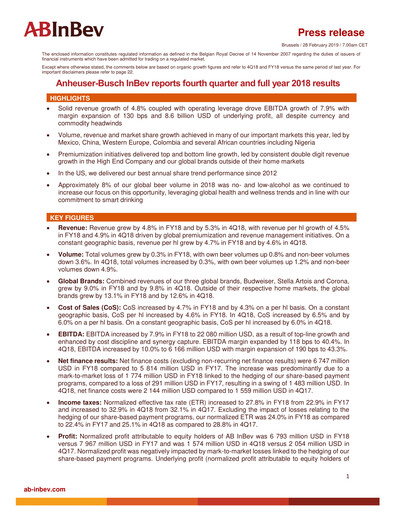 Vorschaubild Anheuser-Busch Inbev Quartalsbericht 2018-q4