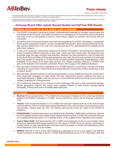 Vorschaubild Anheuser-Busch Inbev Quartalsbericht 2020-q2