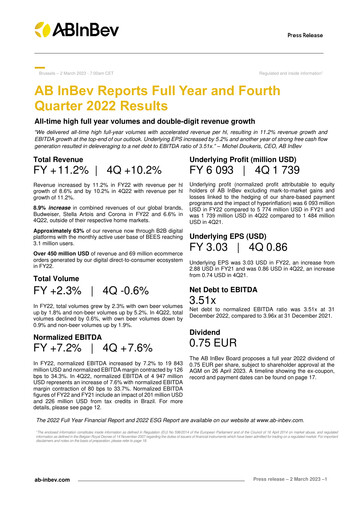 Vorschaubild Anheuser-Busch Inbev Quartalsbericht 2022-q4