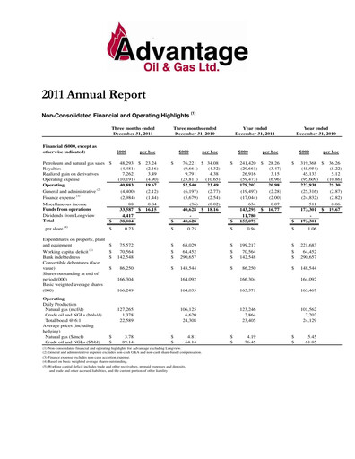Vorschaubild Advantage Energy Jahresbericht 2011