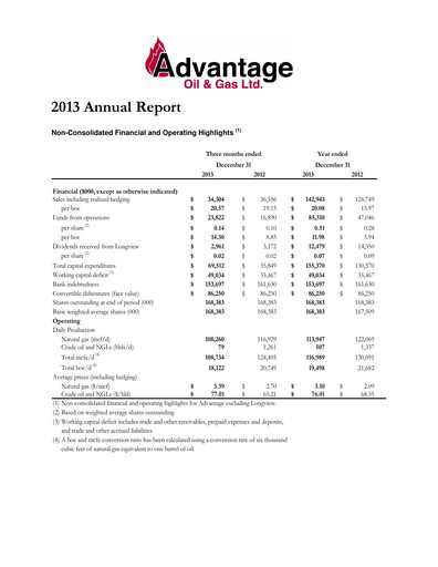 Vorschaubild Advantage Energy Jahresbericht 2013