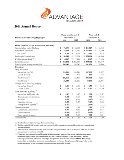 Miniature Advantage Energy Rapport annuel 2016