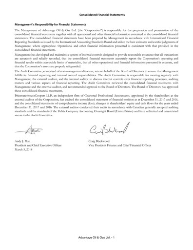 Thumbnail Advantage Energy Financial Statement 2017