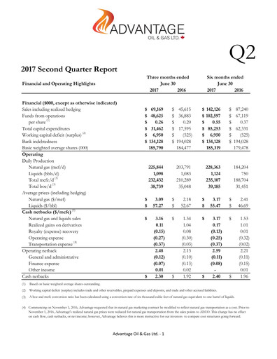 Thumbnail Advantage Energy Quarterly Report 2017-q2