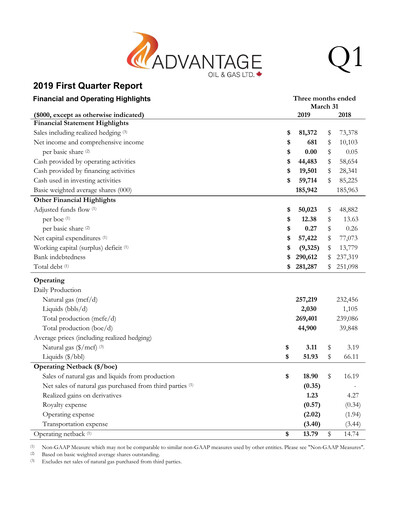 Thumbnail Advantage Energy Quarterly Report 2019-q1