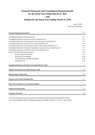 Vorschaubild Sony Finanzmitteilung 2022