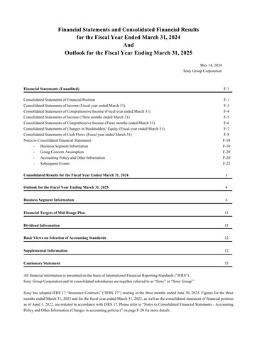 Vorschaubild Sony Finanzmitteilung 2023