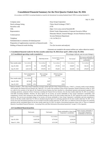 Thumbnail Sony Financial Statement 2026-q1