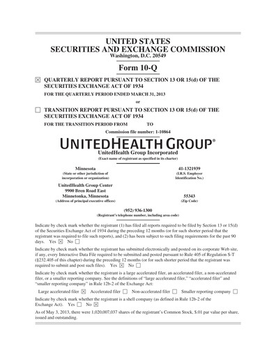 Thumbnail UnitedHealth Quarterly Report 2013-q1
