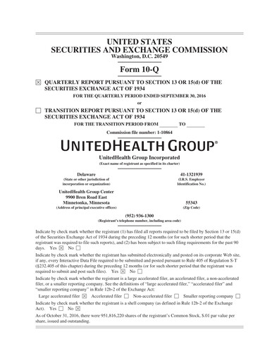 Thumbnail UnitedHealth Quarterly Report 2016-q3
