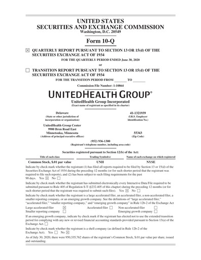 Thumbnail UnitedHealth Quarterly Report 2020-q2
