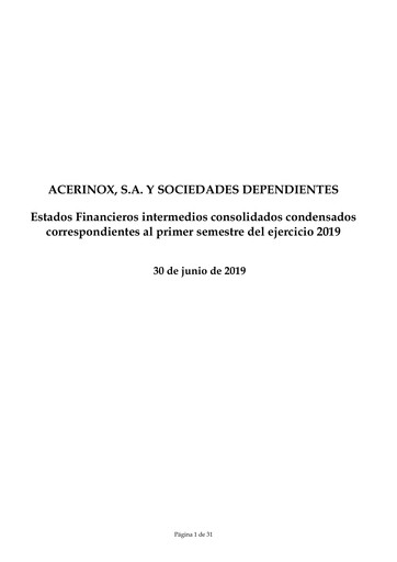 Thumbnail Acerinox Financial Statement 2019-h1