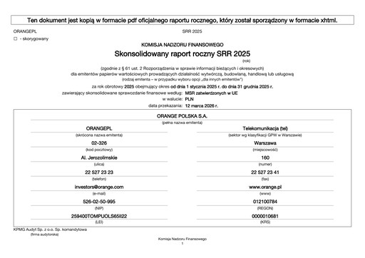 Thumbnail Orange Polska
 Financial Statement 2025