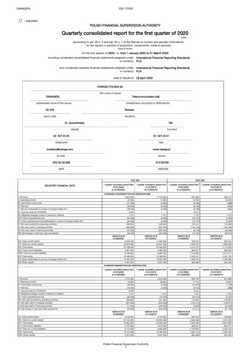 Thumbnail Orange Polska
 Quarterly Report 2020-q1