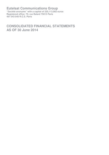 Thumbnail Eutelsat Financial Statement fy2014