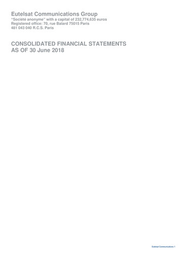 Thumbnail Eutelsat Financial Statement fy2018