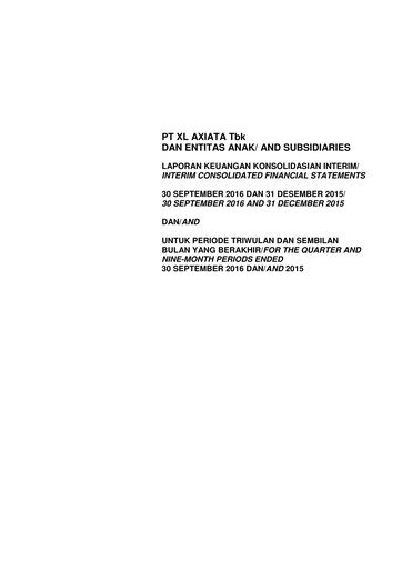 Thumbnail XL Axiata
 Quarterly Report 2016-q3