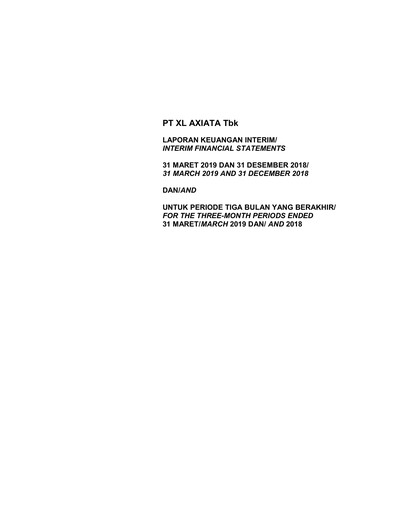 Thumbnail XL Axiata
 Quarterly Report 2019-q1