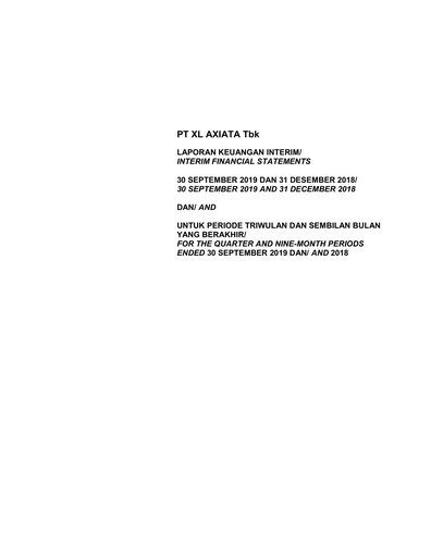 Thumbnail XL Axiata
 Quarterly Report 2019-q3