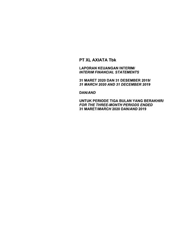 Thumbnail XL Axiata
 Quarterly Report 2020-q1
