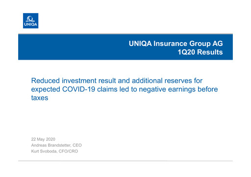 Thumbnail Uniqa Insurance Group
 Quarterly Report 2020-q1