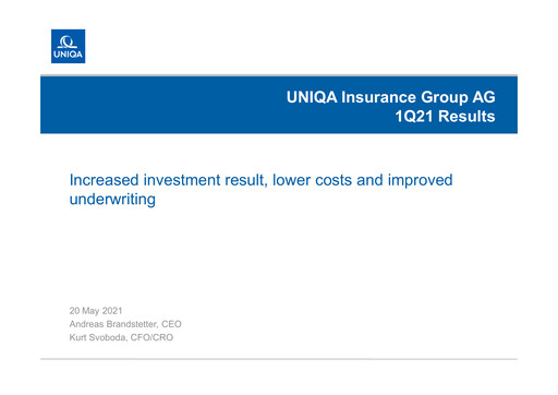 Thumbnail Uniqa Insurance Group
 Quarterly Report 2021-q1