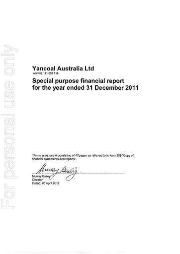 Thumbnail Yancoal Financial Report 2011