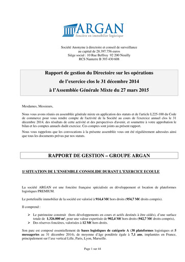 Thumbnail Argan SA Financial Report 2014