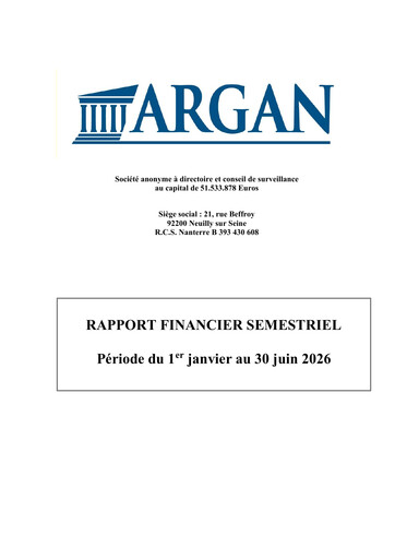 Thumbnail Argan SA Half-year Report 2026-h1