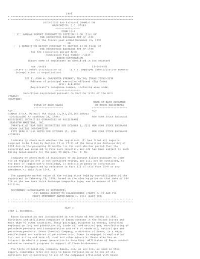 Thumbnail Exxon Mobil Annual Report 1993
