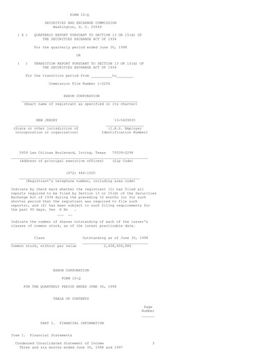 Vorschaubild Exxon Mobil Quartalsbericht 1998-q2