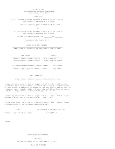 Vorschaubild Exxon Mobil Quartalsbericht 2003-q1