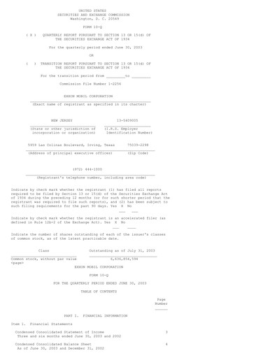 Vorschaubild Exxon Mobil Quartalsbericht 2003-q2