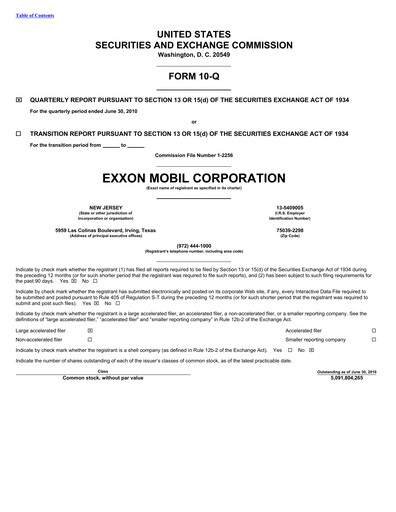 Vorschaubild Exxon Mobil Quartalsbericht 2010-q2