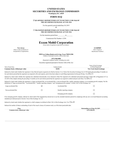 Vorschaubild Exxon Mobil Quartalsbericht 2019-q2