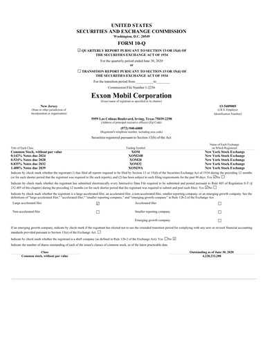 Vorschaubild Exxon Mobil Quartalsbericht 2020-q2