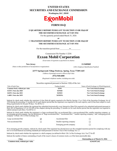 Thumbnail Exxon Mobil Quarterly Report 2026-q1