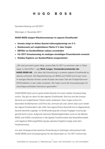 Thumbnail HUGO BOSS Quarterly Report 2017-q3