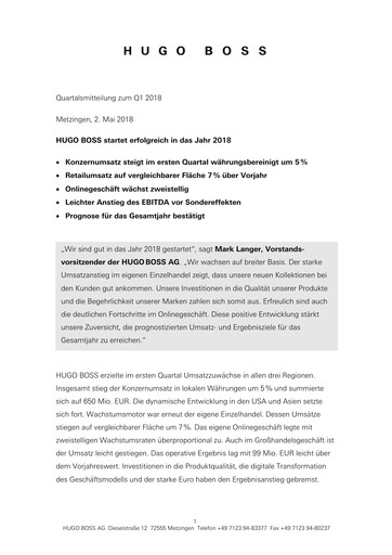 Thumbnail HUGO BOSS Quarterly Report 2018-q1