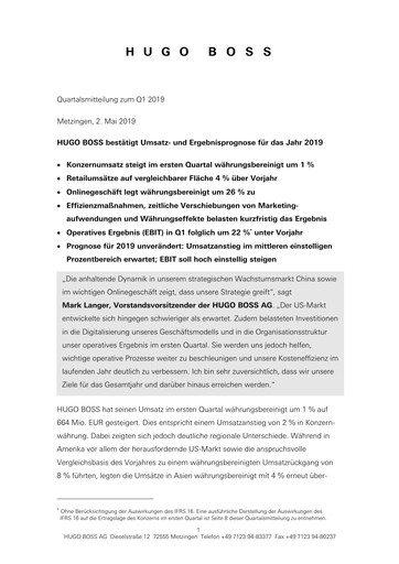 Thumbnail HUGO BOSS Quarterly Report 2019-q1