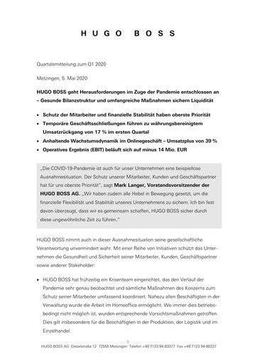 Thumbnail HUGO BOSS Quarterly Report 2020-q1