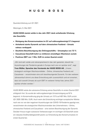 Thumbnail HUGO BOSS Quarterly Report 2021-q1
