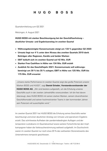 Thumbnail HUGO BOSS Quarterly Report 2021-q2