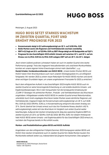 Thumbnail HUGO BOSS Quarterly Report 2023-q2