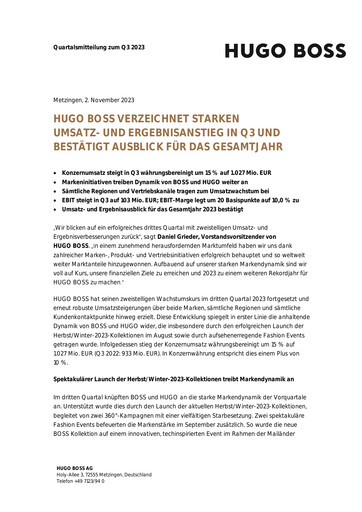Thumbnail HUGO BOSS Quarterly Report 2023-q3