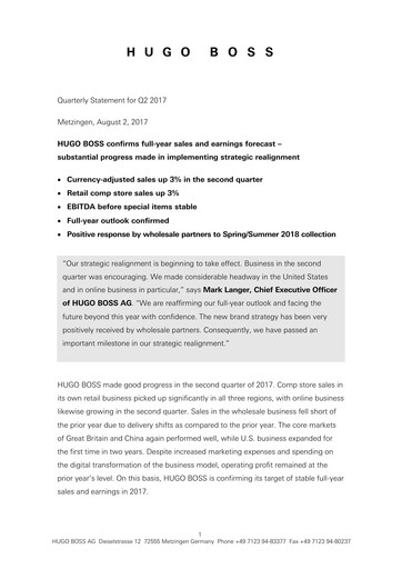 Thumbnail HUGO BOSS Quarterly Report 2017-q2