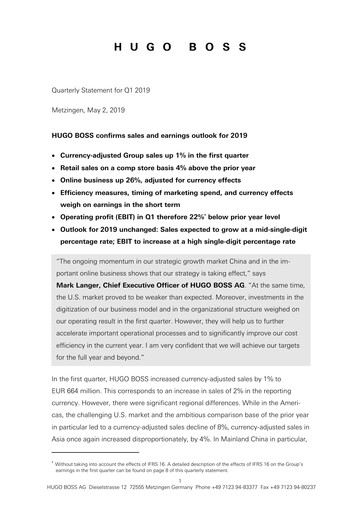 Thumbnail HUGO BOSS Quarterly Report 2019-q1