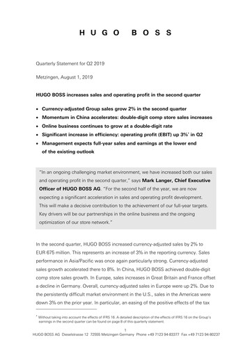 Thumbnail HUGO BOSS Quarterly Report 2019-q2