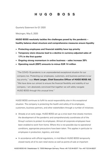 Thumbnail HUGO BOSS Quarterly Report 2020-q1